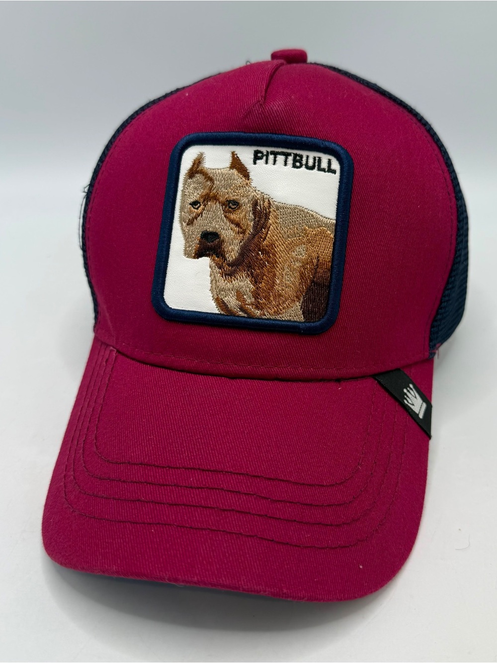 Goorin Bros Pitbull Trucker Hat Pink Navy Mesh Snapback Animal Farm Cap
